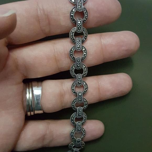 Sterling Silver Marcasite Bracelet - Picture 2 of 3